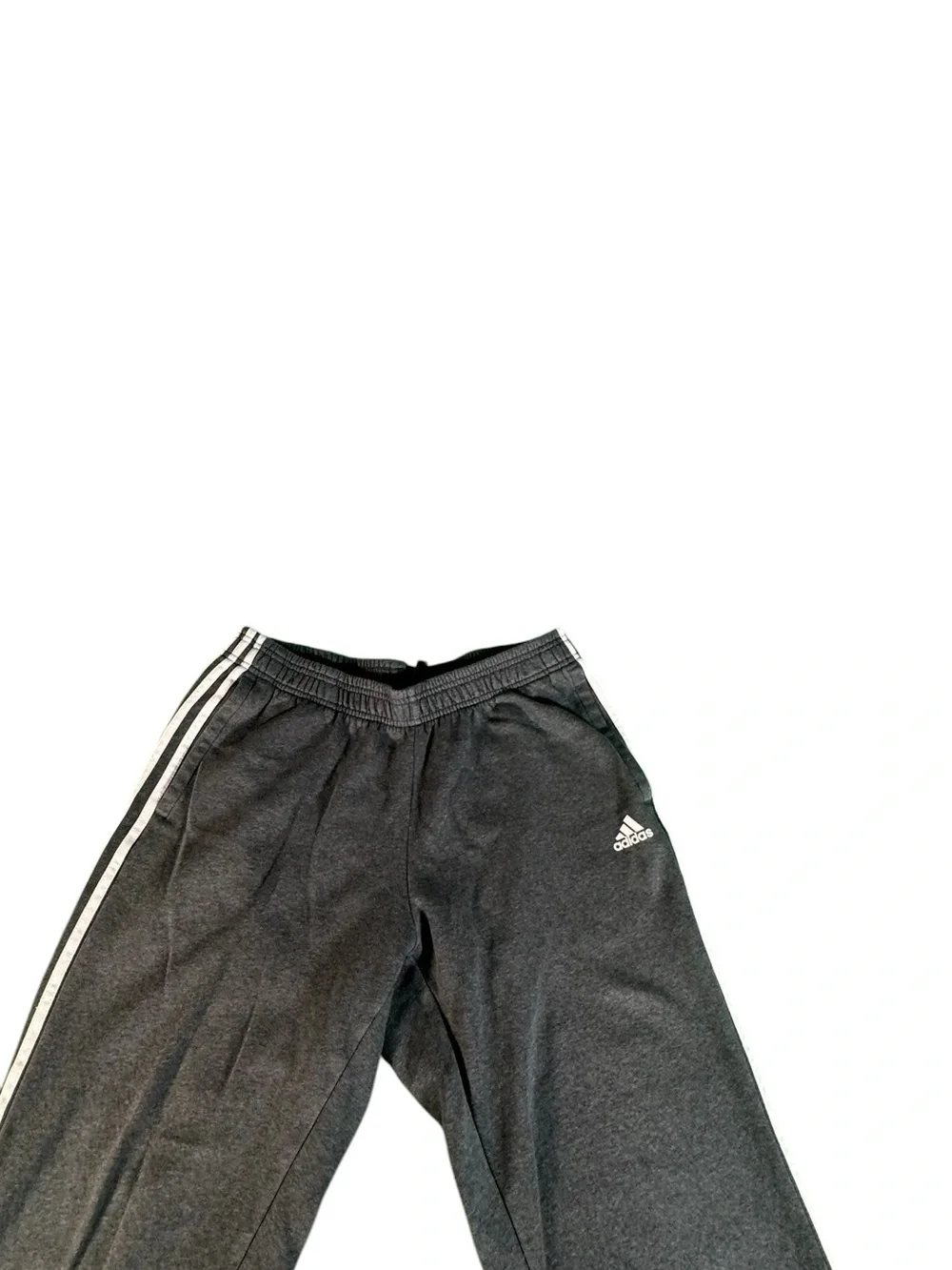 Adidas Men's Jogger Sweatpants Gray 3 Stripe Fleece Lined Athletic Pants Large